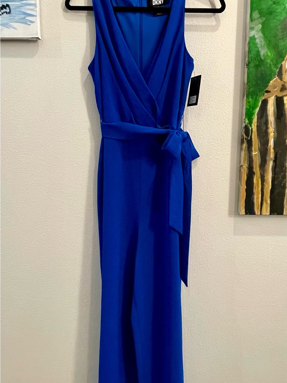 DKNY Royal Blue Wrap-Front Wide Leg Jumpsuit NWT